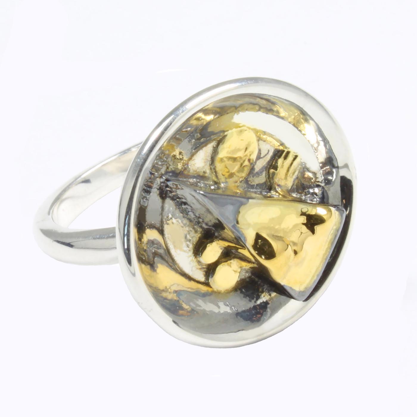 Cake Ring in Gold-Plated and Oxidised Silver